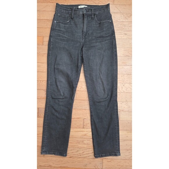 Madewell The Perfect Vintage Crop Jean Women's 25 Black Stretch Denim High Rise - Picture 1 of 6